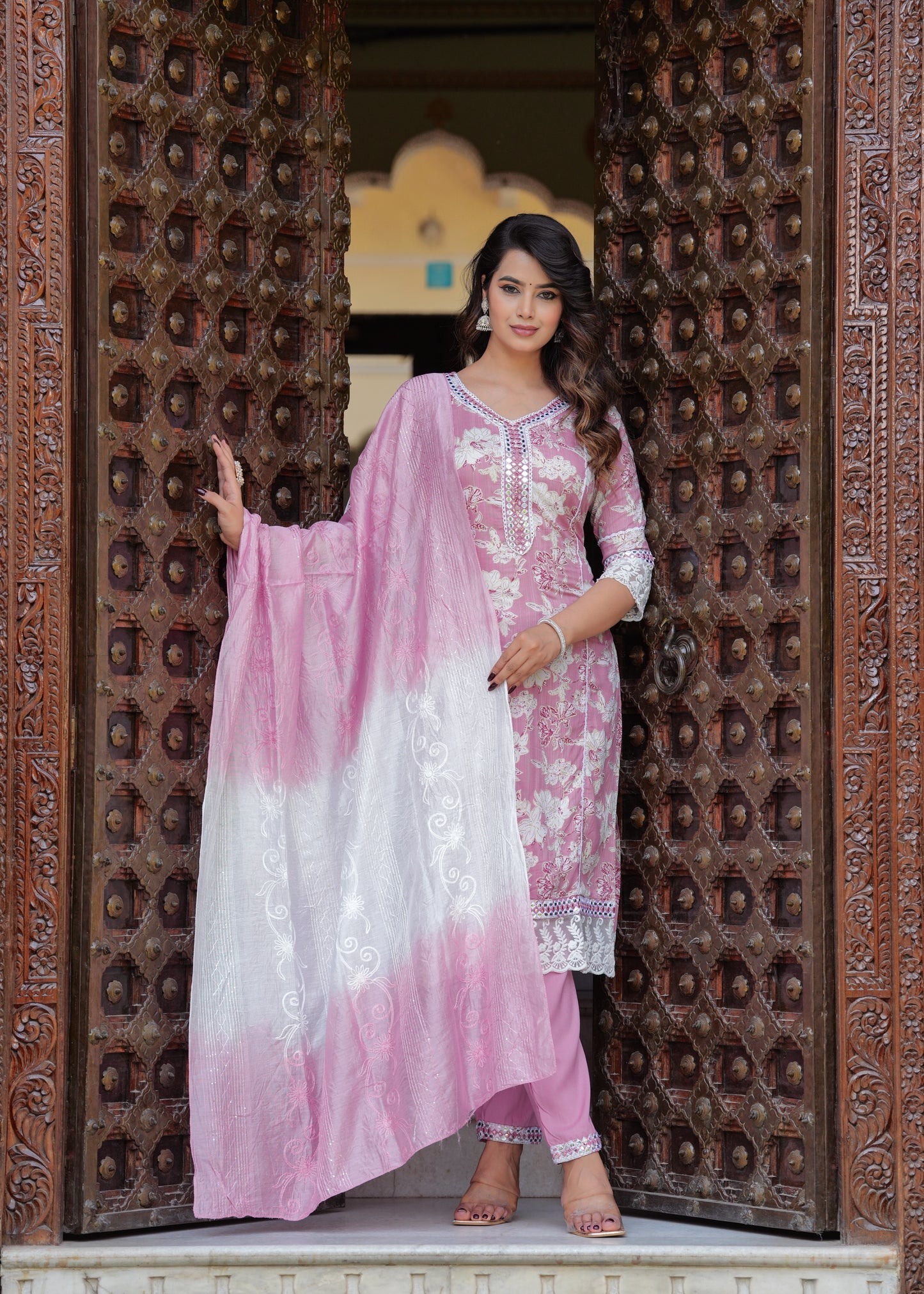 LACE LOVE REYON STRAIGHT KURTA SET