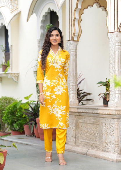 Casual Abstract floral print kurta set