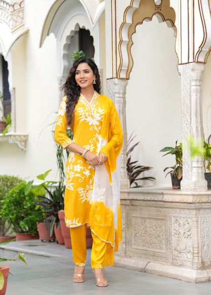 Casual Abstract floral print kurta set