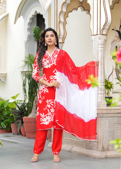 Casual Abstract floral print kurta set