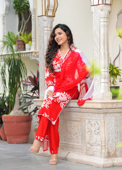 Casual Abstract floral print kurta set