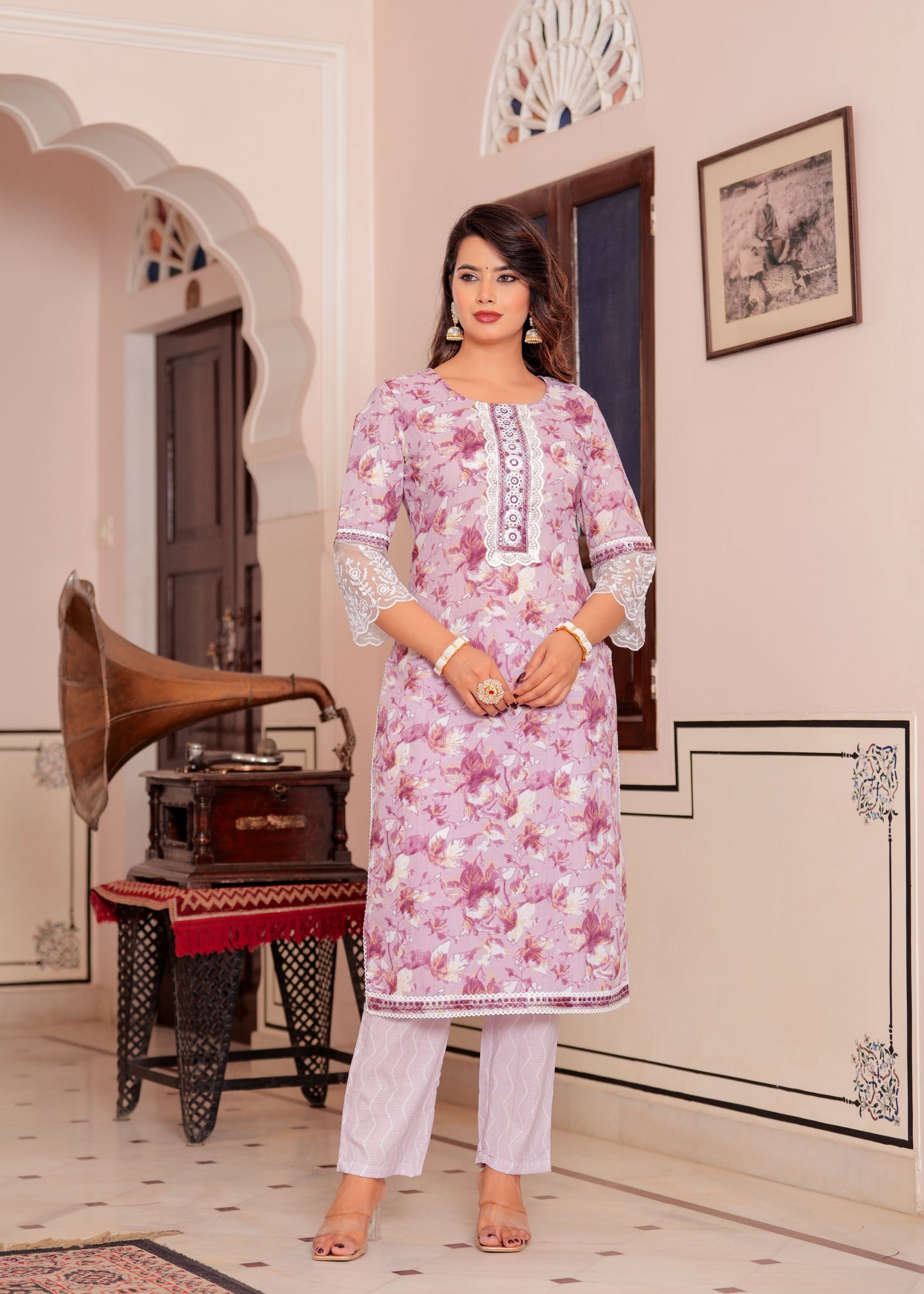 TESSA LAVANDER COTTON STRAIGHT KURTA SET