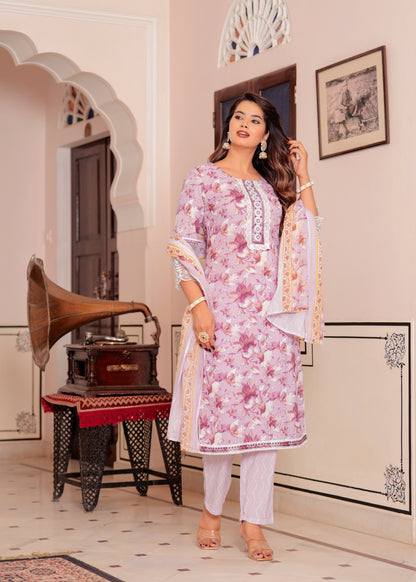 TESSA LAVANDER COTTON STRAIGHT KURTA SET