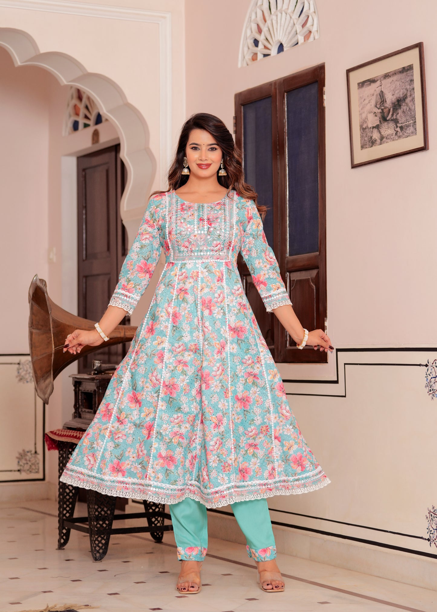 REMI EMBROIDERED SHIFFLI ANARKALI SET