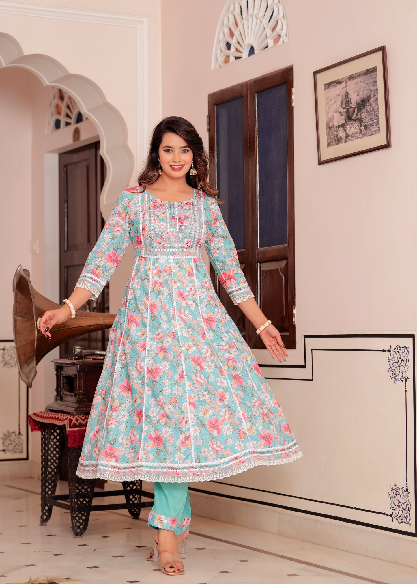 REMI EMBROIDERED SHIFFLI ANARKALI SET