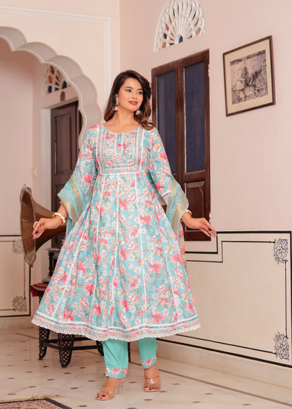 REMI EMBROIDERED SHIFFLI ANARKALI SET