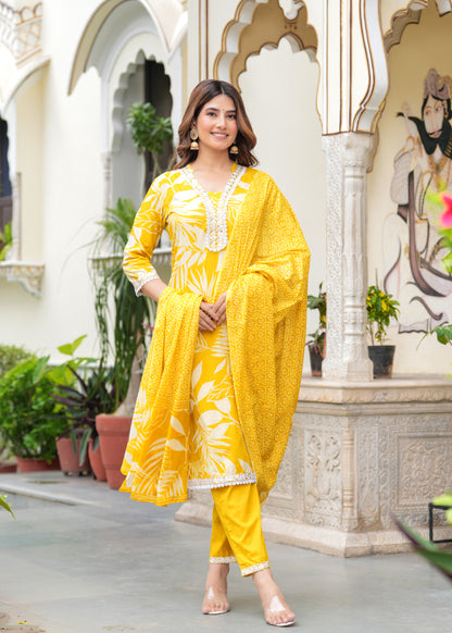 Floral print  Thread Embroiderey kurta set