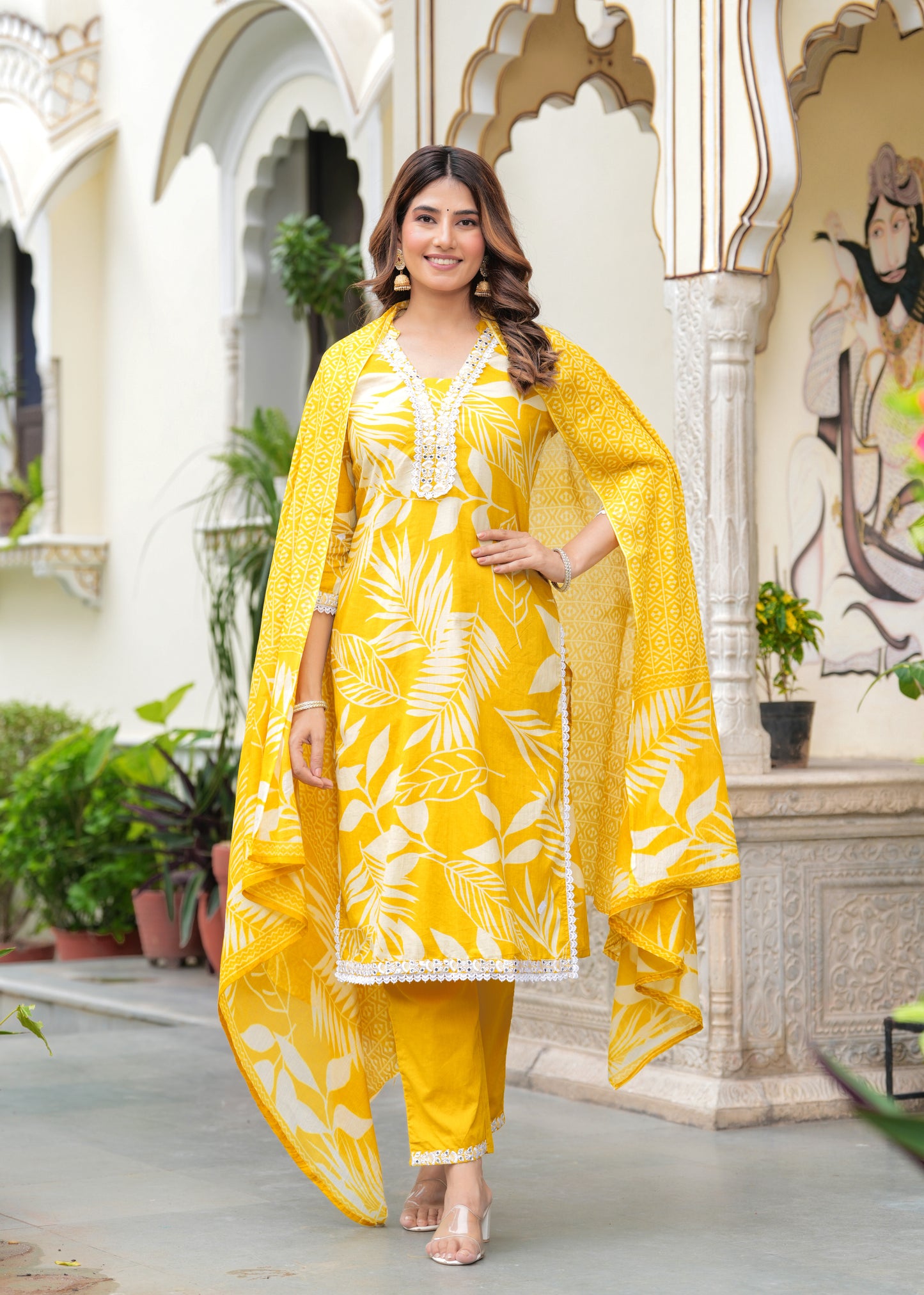 Floral print  Thread Embroiderey kurta set