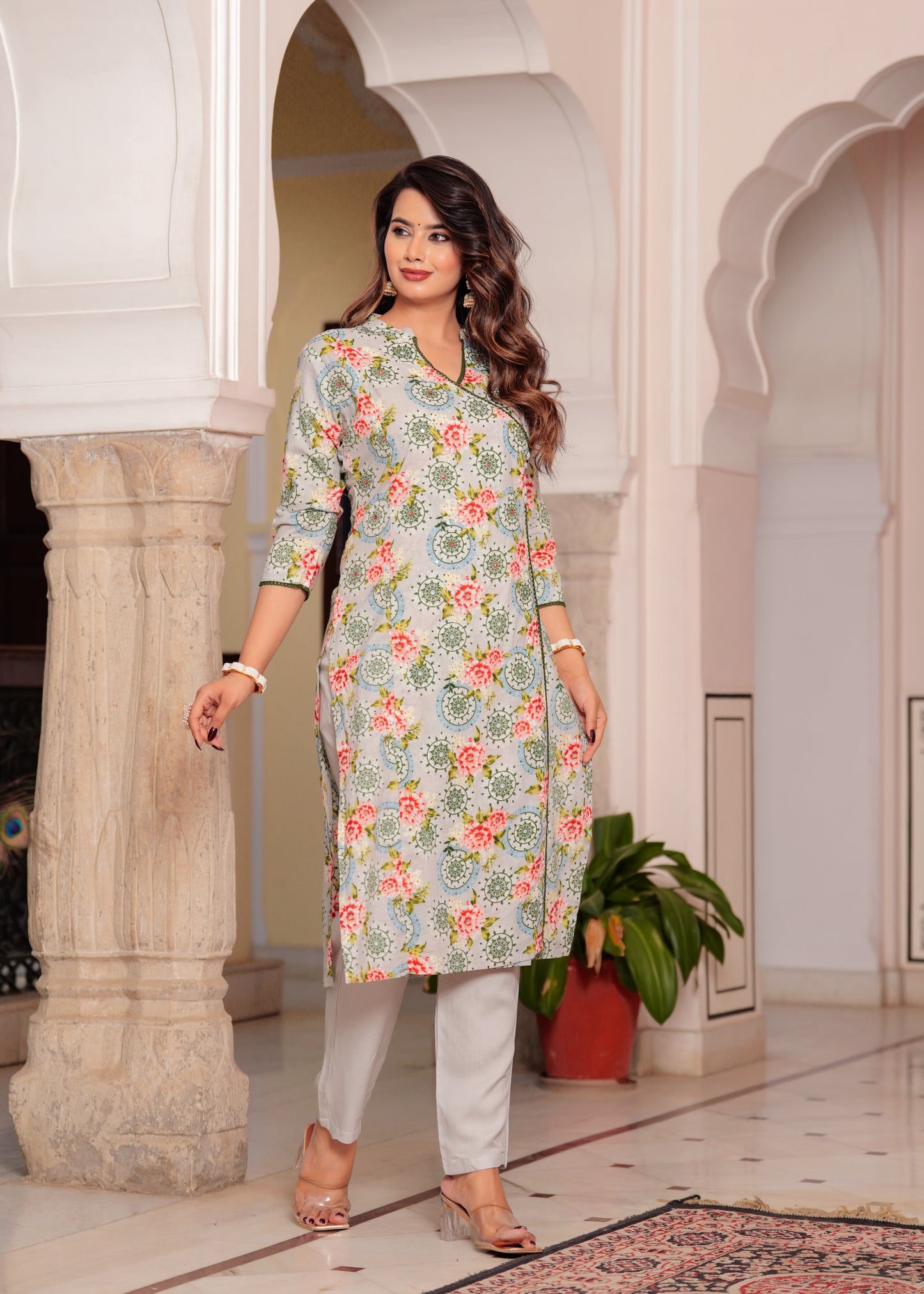 PARADISE GREY STRAIGHT KURTA SET