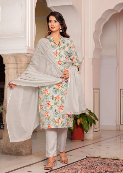 PARADISE GREY STRAIGHT KURTA SET