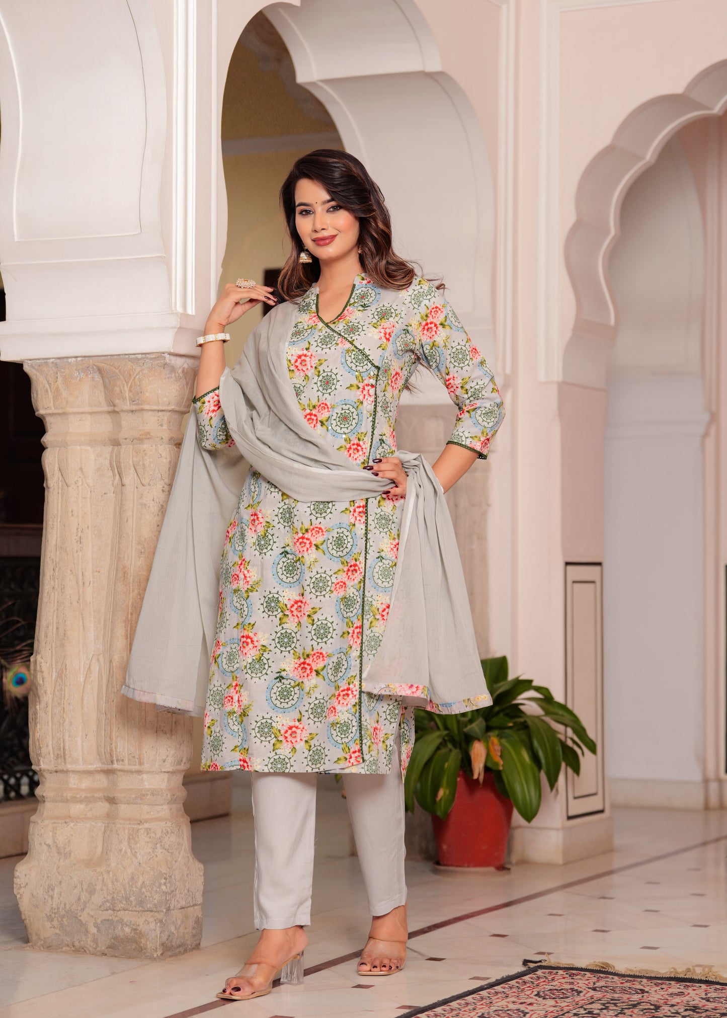 PARADISE GREY STRAIGHT KURTA SET