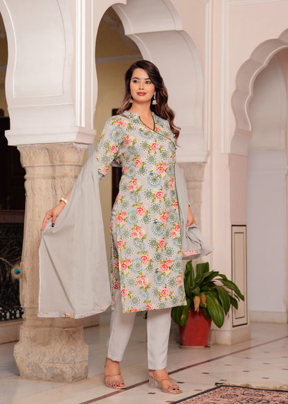 PARADISE GREY STRAIGHT KURTA SET