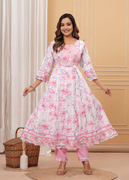 BAHARA PINK SCHIFFLI SUIT SET