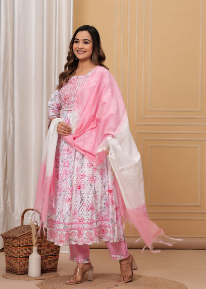 BAHARA PINK SCHIFFLI SUIT SET