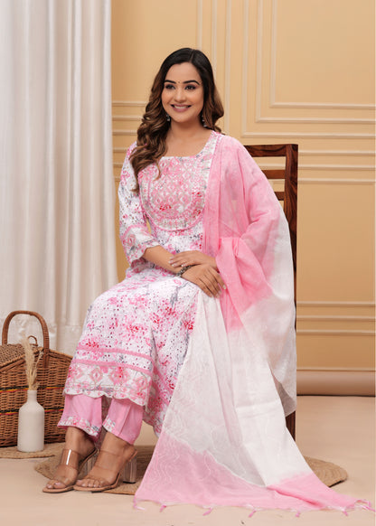 BAHARA PINK SCHIFFLI SUIT SET