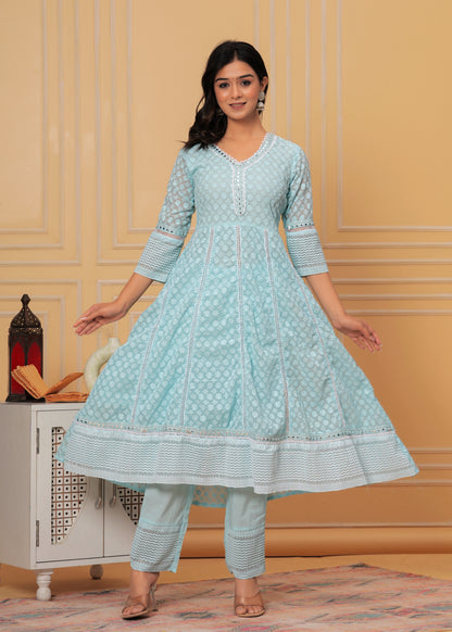 ADHIRA TORQUISE GEORGETTE EMBROIDERED SUIT