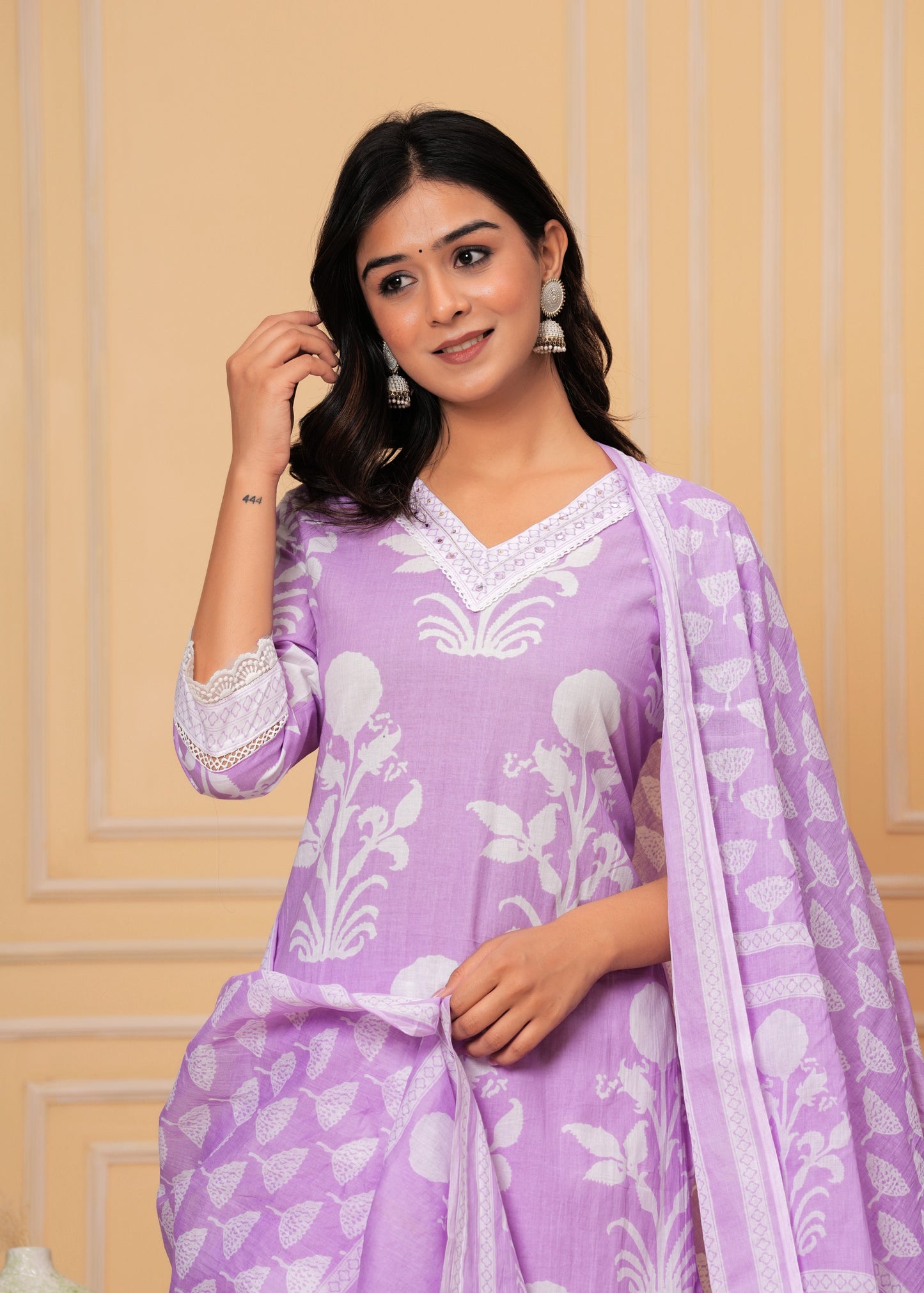 BREEZY LAVENDER COTTON STRAIGHT KURTA SET