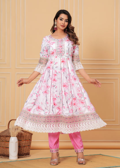 AMBRAAISH FLOWER PRINT REYON SUIT SET