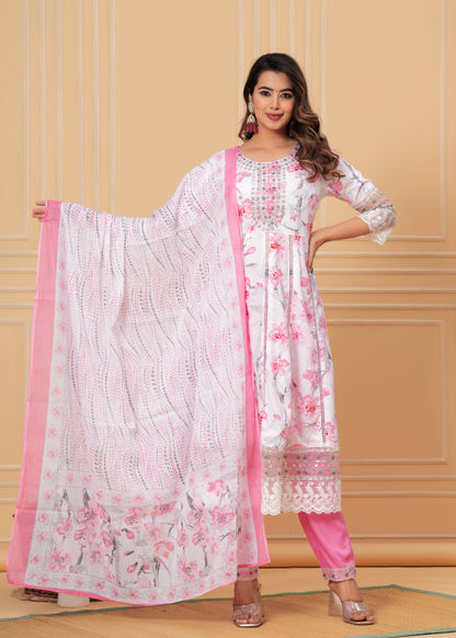 AMBRAAISH FLOWER PRINT REYON SUIT SET