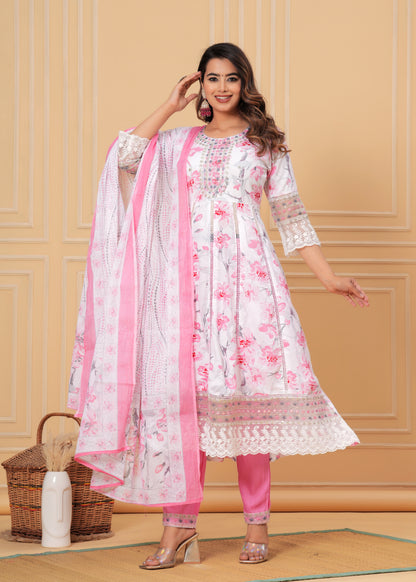 AMBRAAISH FLOWER PRINT REYON SUIT SET