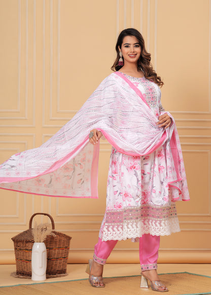 AMBRAAISH FLOWER PRINT REYON SUIT SET