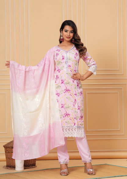 LACE LOVE REYON STRAIGHT KURTA SET