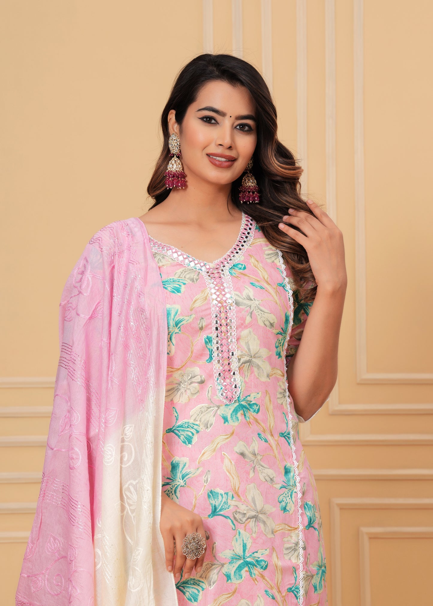 LACE LOVE REYON STRAIGHT KURTA SET