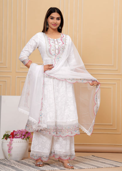 MOON WHITE SHRARA COTTON SUIT SET