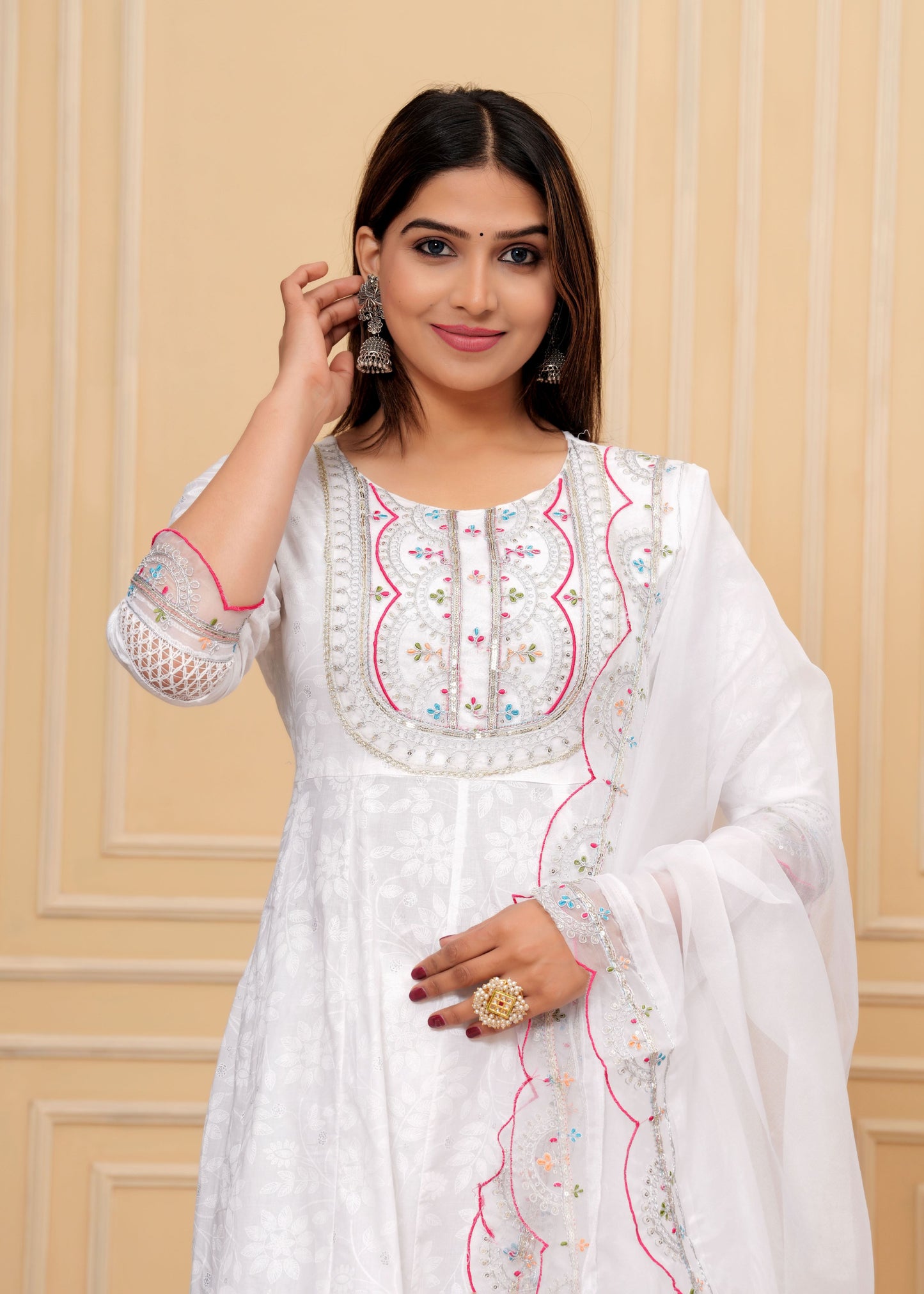 MOON WHITE SHRARA COTTON SUIT SET