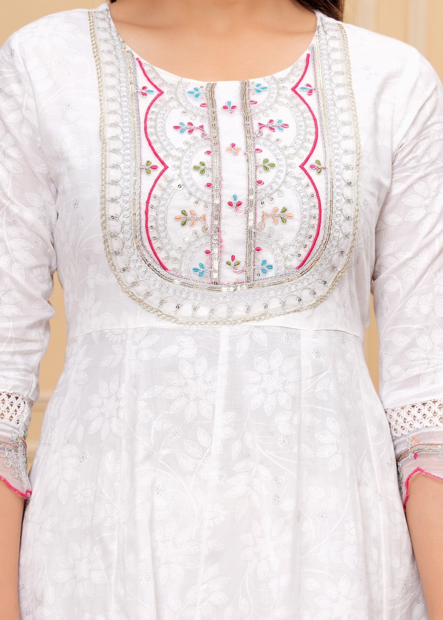 MOON WHITE SHRARA COTTON SUIT SET