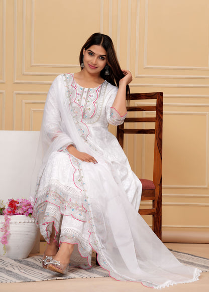 MOON WHITE SHRARA COTTON SUIT SET