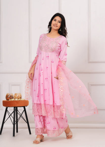 MISHIKA REYON SHRARA SUIT SET