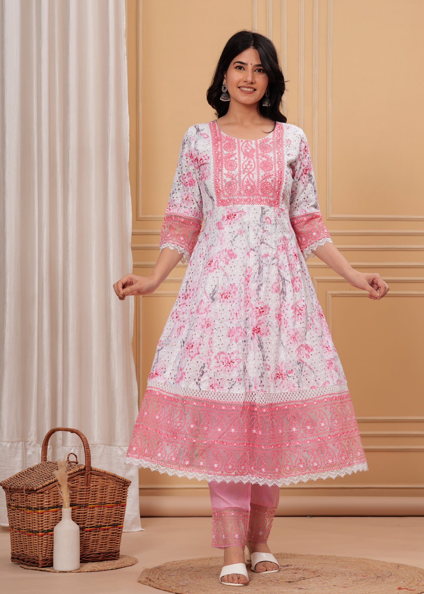 KESHINI PINK ANARKALI SUIT SET