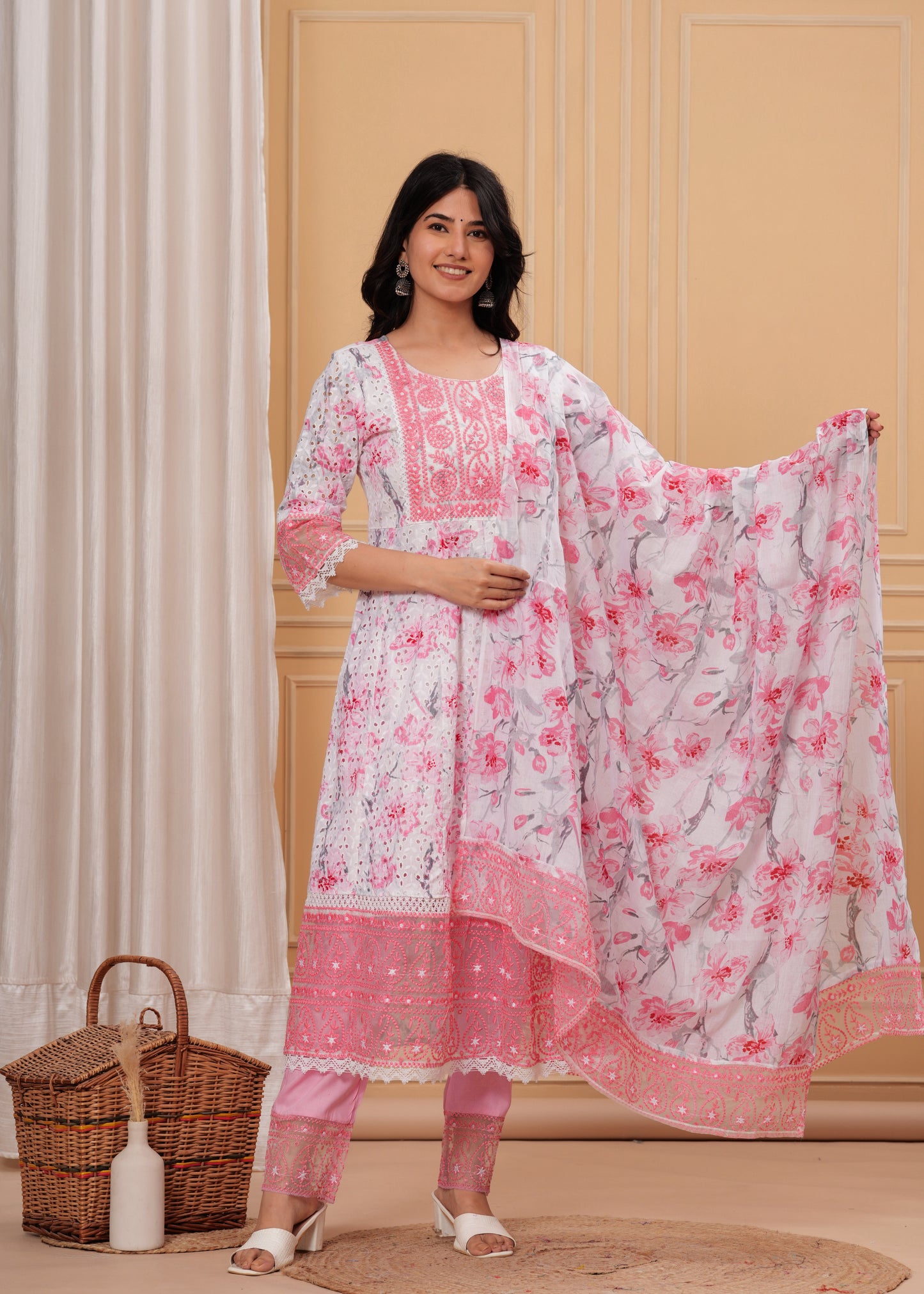 KESHINI PINK ANARKALI SUIT SET