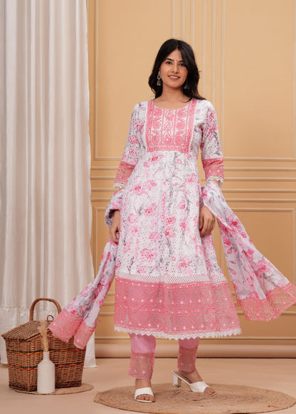 KESHINI PINK ANARKALI SUIT SET