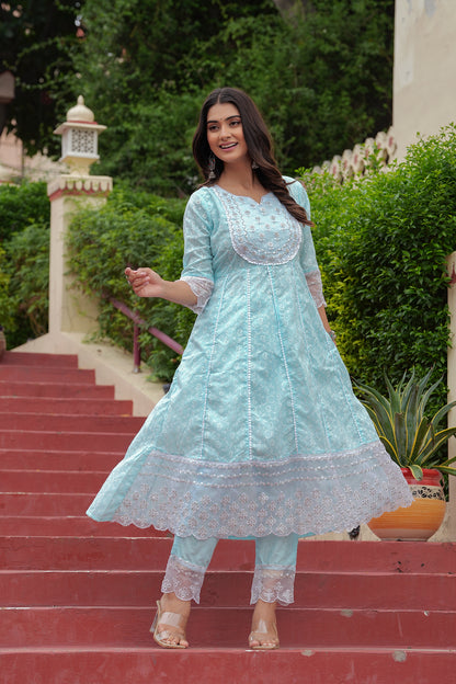 AKAYDA SKY BLUE  ANARKALI SUIT SET