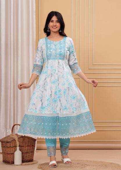 KESHINI BLUE ANARKALI SUIT SET