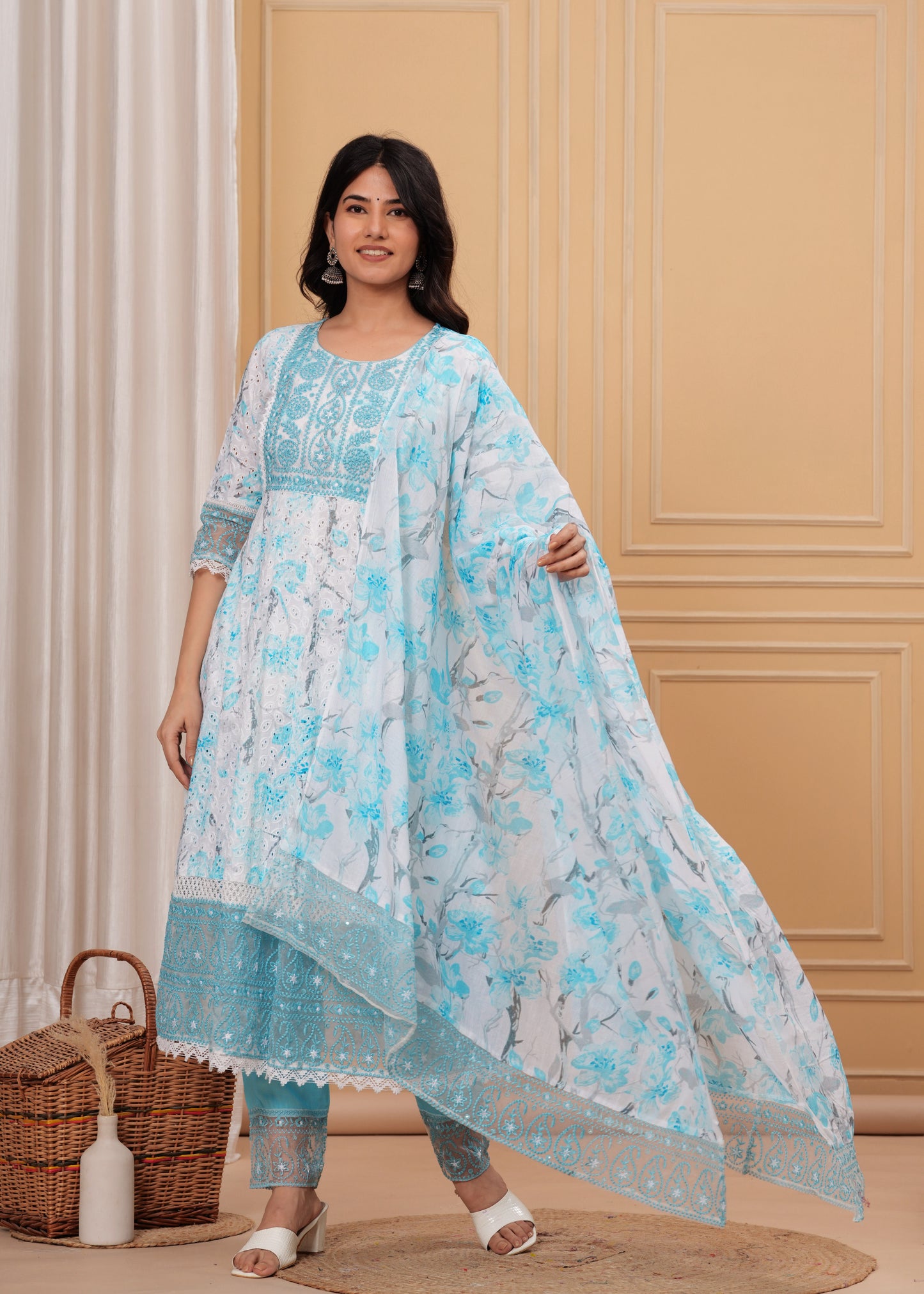 KESHINI BLUE ANARKALI SUIT SET