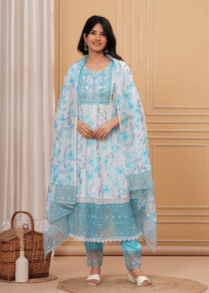 KESHINI BLUE ANARKALI SUIT SET