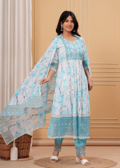 KESHINI BLUE ANARKALI SUIT SET