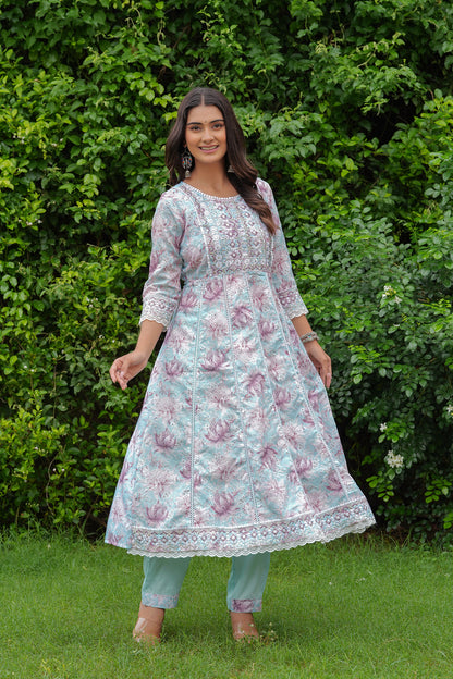 KASHVI SCHIFFLI ANARKALI SUIT SET