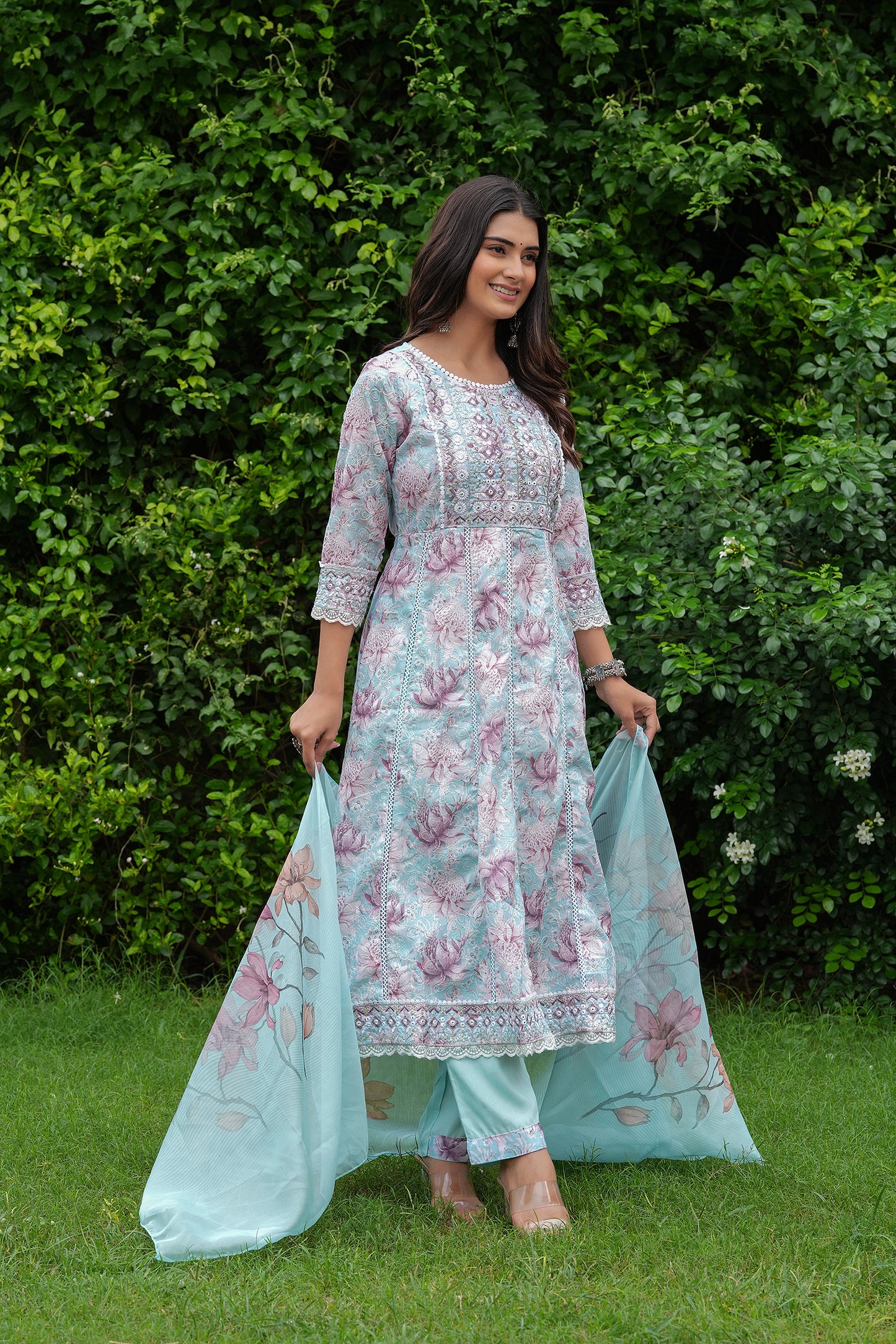 KASHVI SCHIFFLI ANARKALI SUIT SET