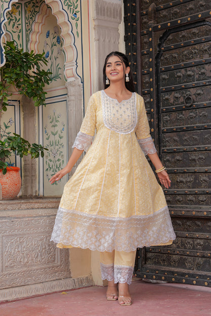 BRIGHT  YELLOWISH ANARKALI SUIT SET