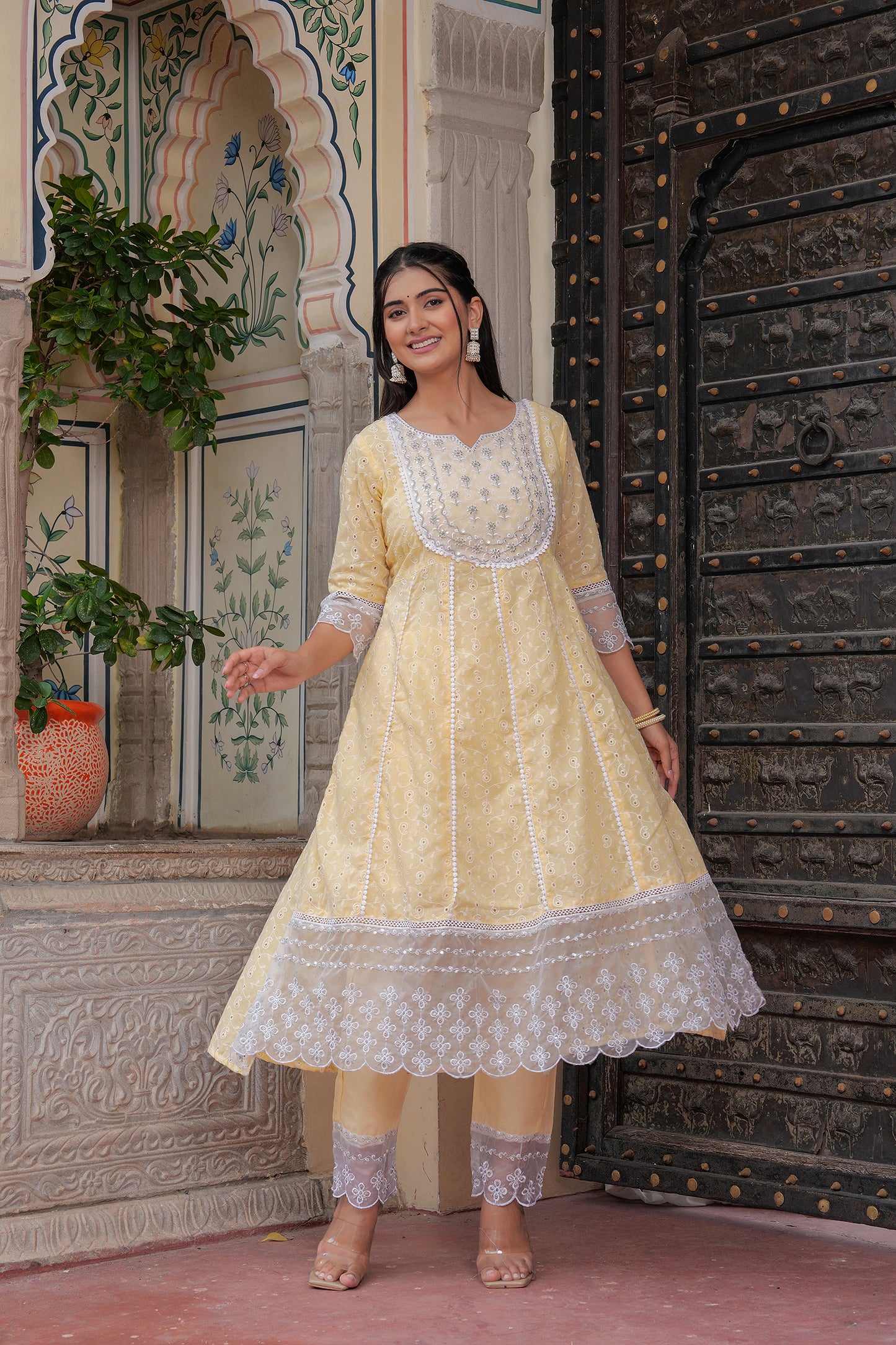 BRIGHT  YELLOWISH ANARKALI SUIT SET