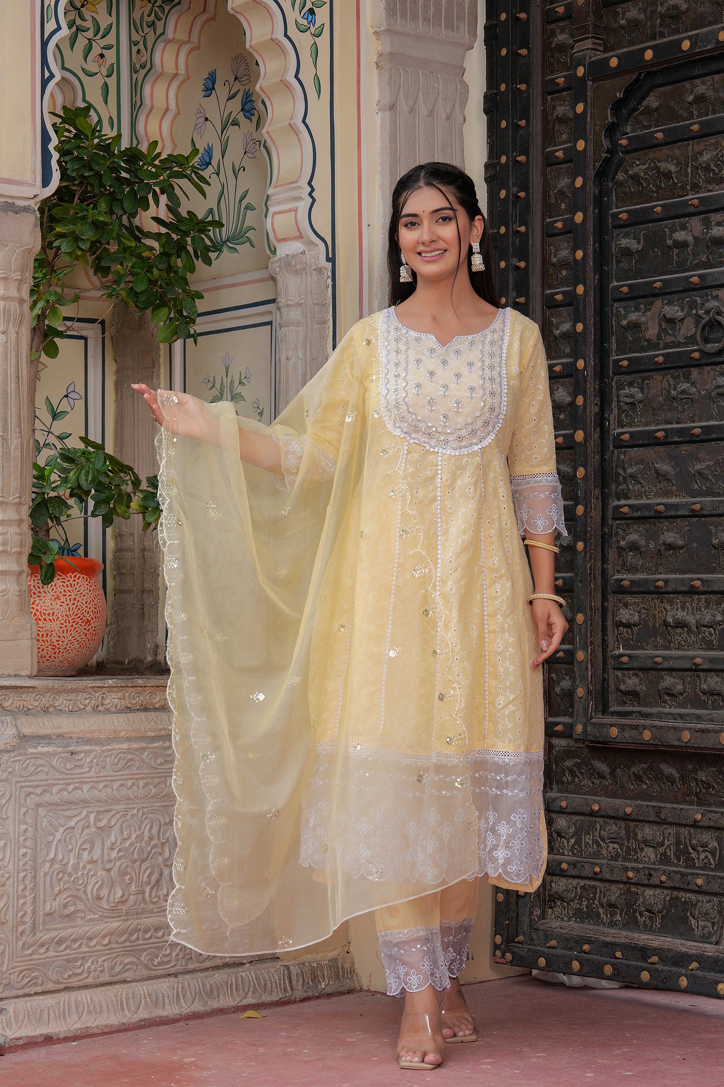 BRIGHT  YELLOWISH ANARKALI SUIT SET