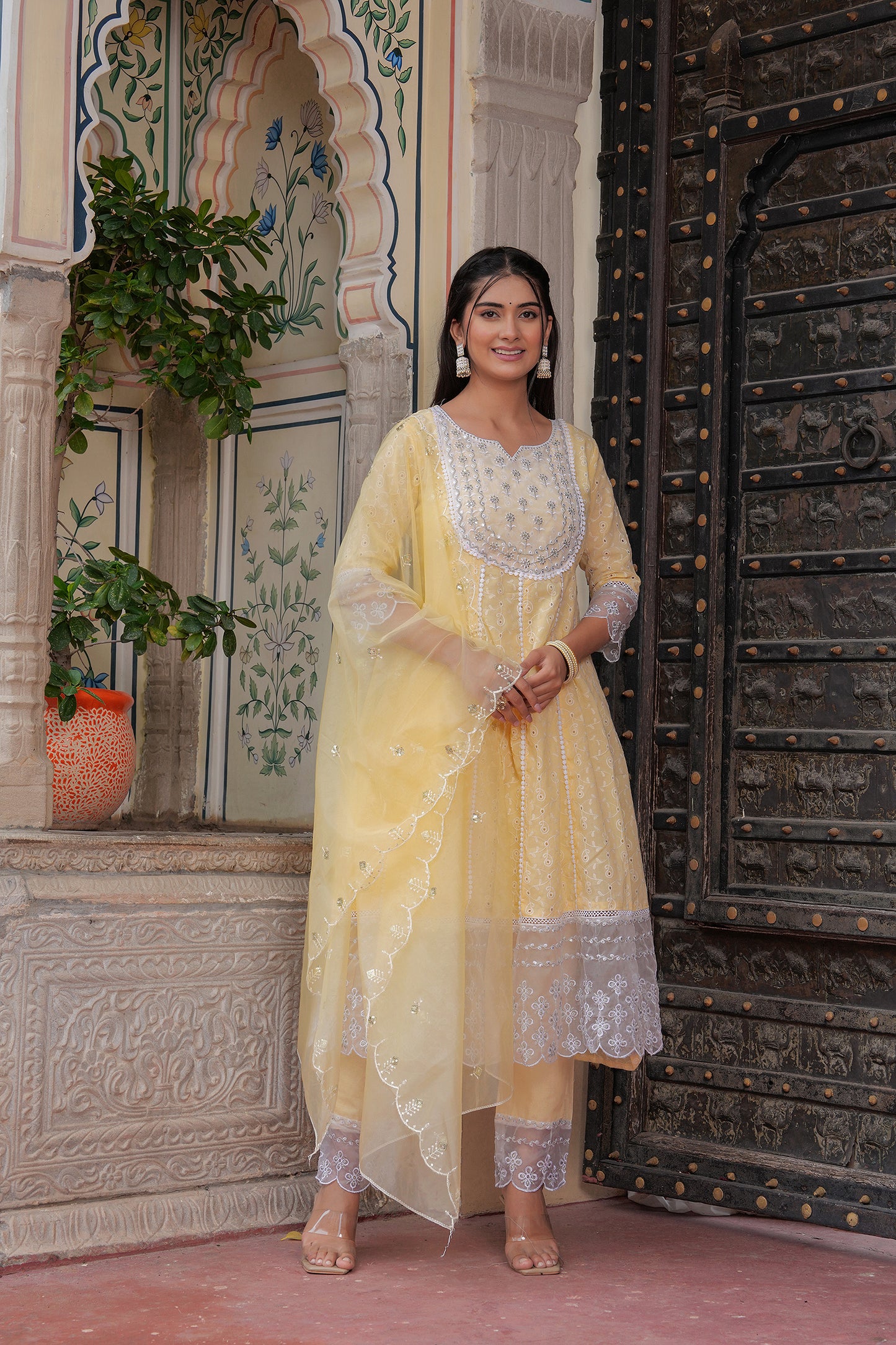 BRIGHT  YELLOWISH ANARKALI SUIT SET