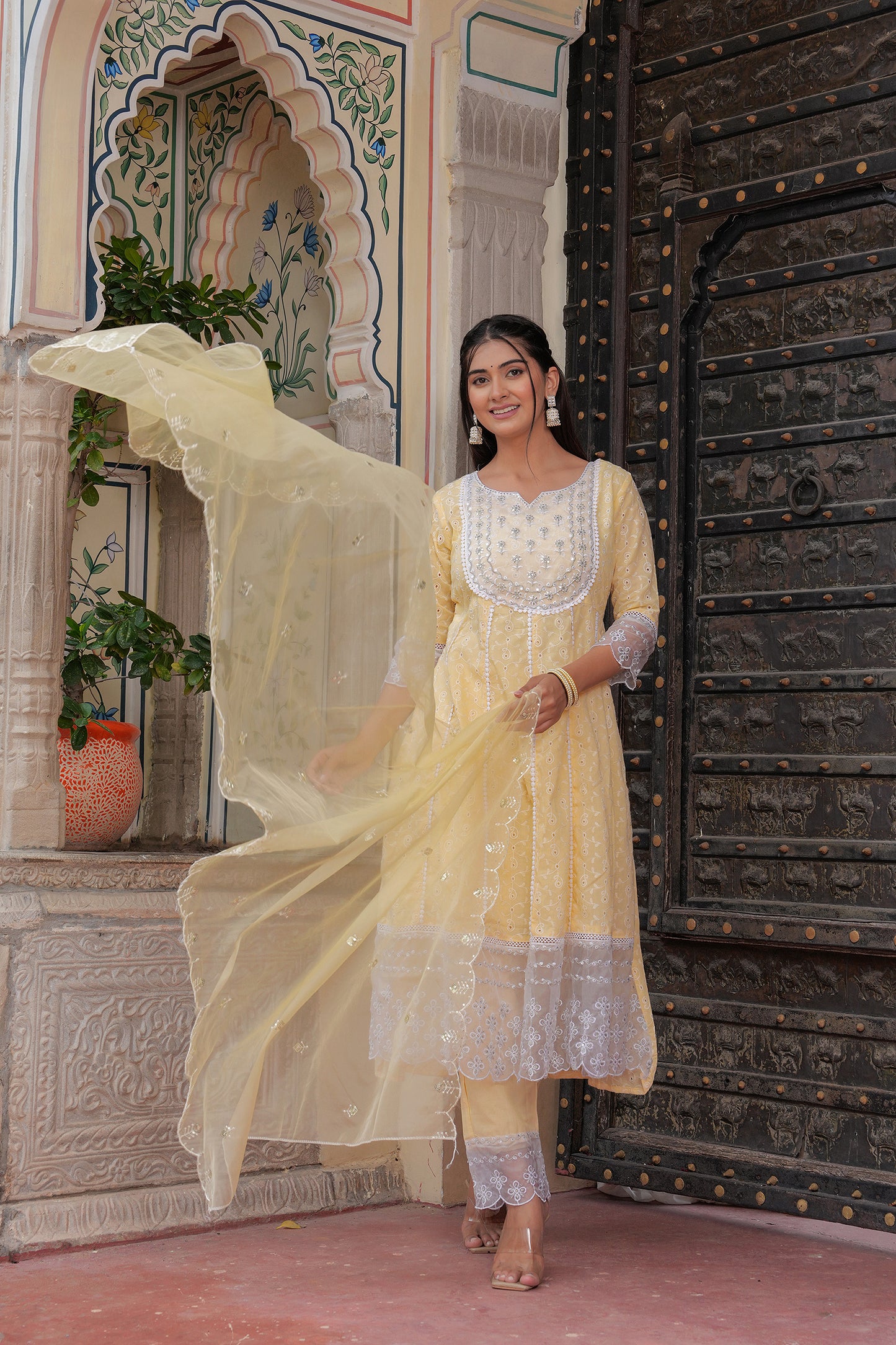 BRIGHT  YELLOWISH ANARKALI SUIT SET