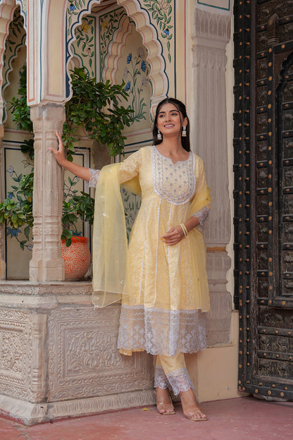 BRIGHT  YELLOWISH ANARKALI SUIT SET