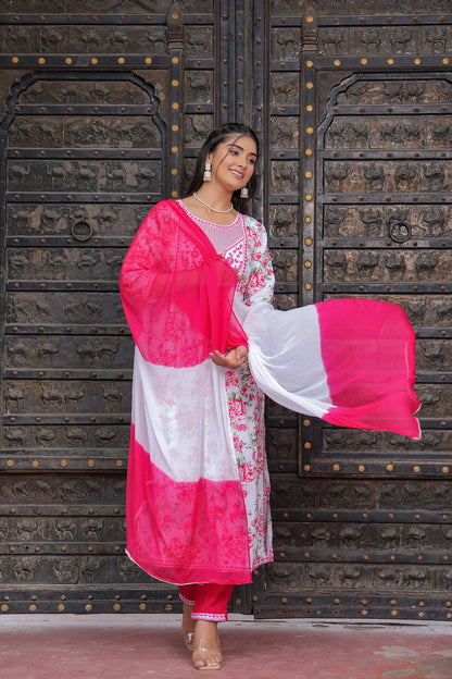 WHITE SAMRIDDHI NAYRA SUIT SET IN PINK SHADE