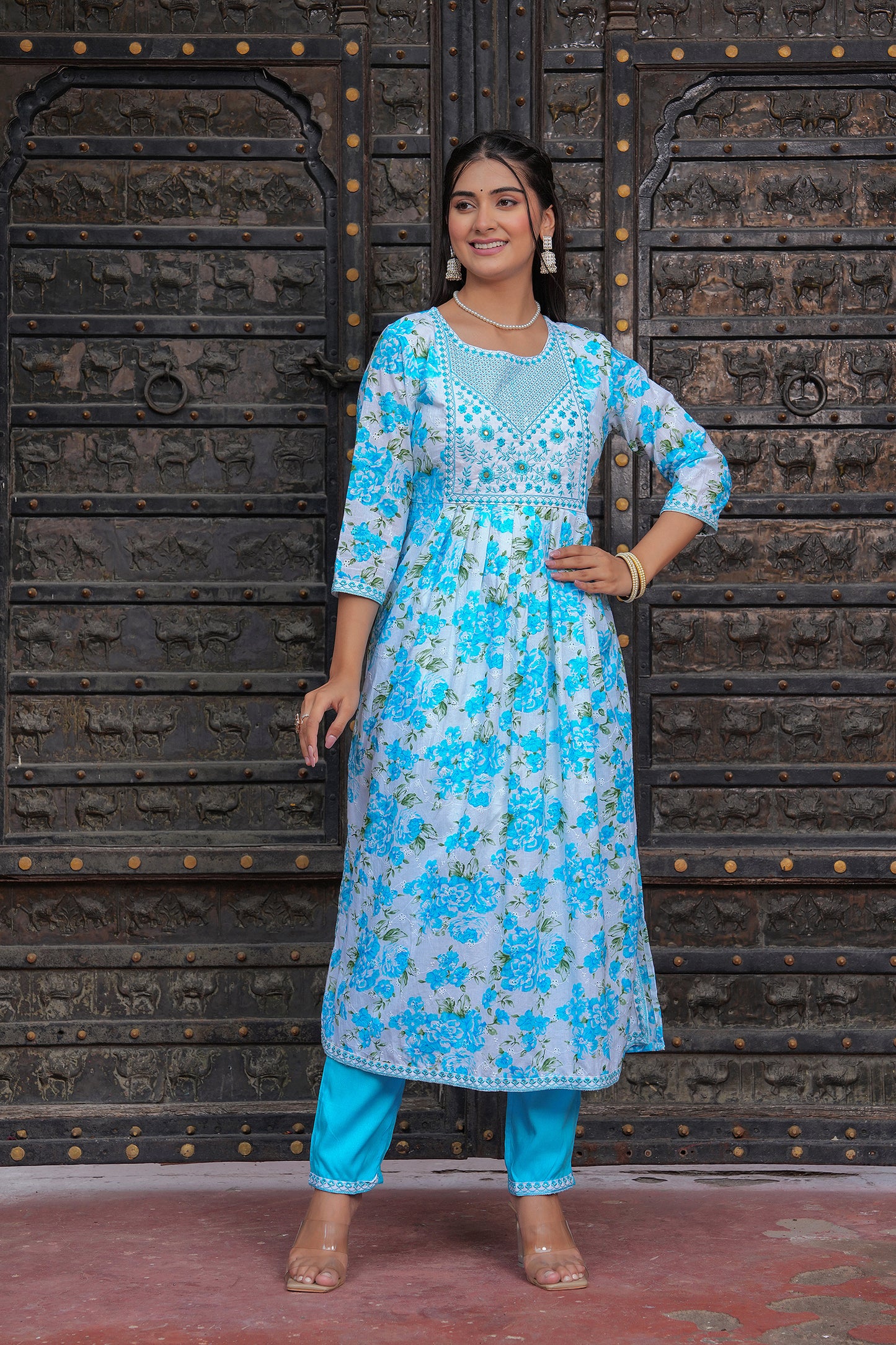 WHITE SAMRIDDHI NAYRA SUIT SET IN BLUE SHADE